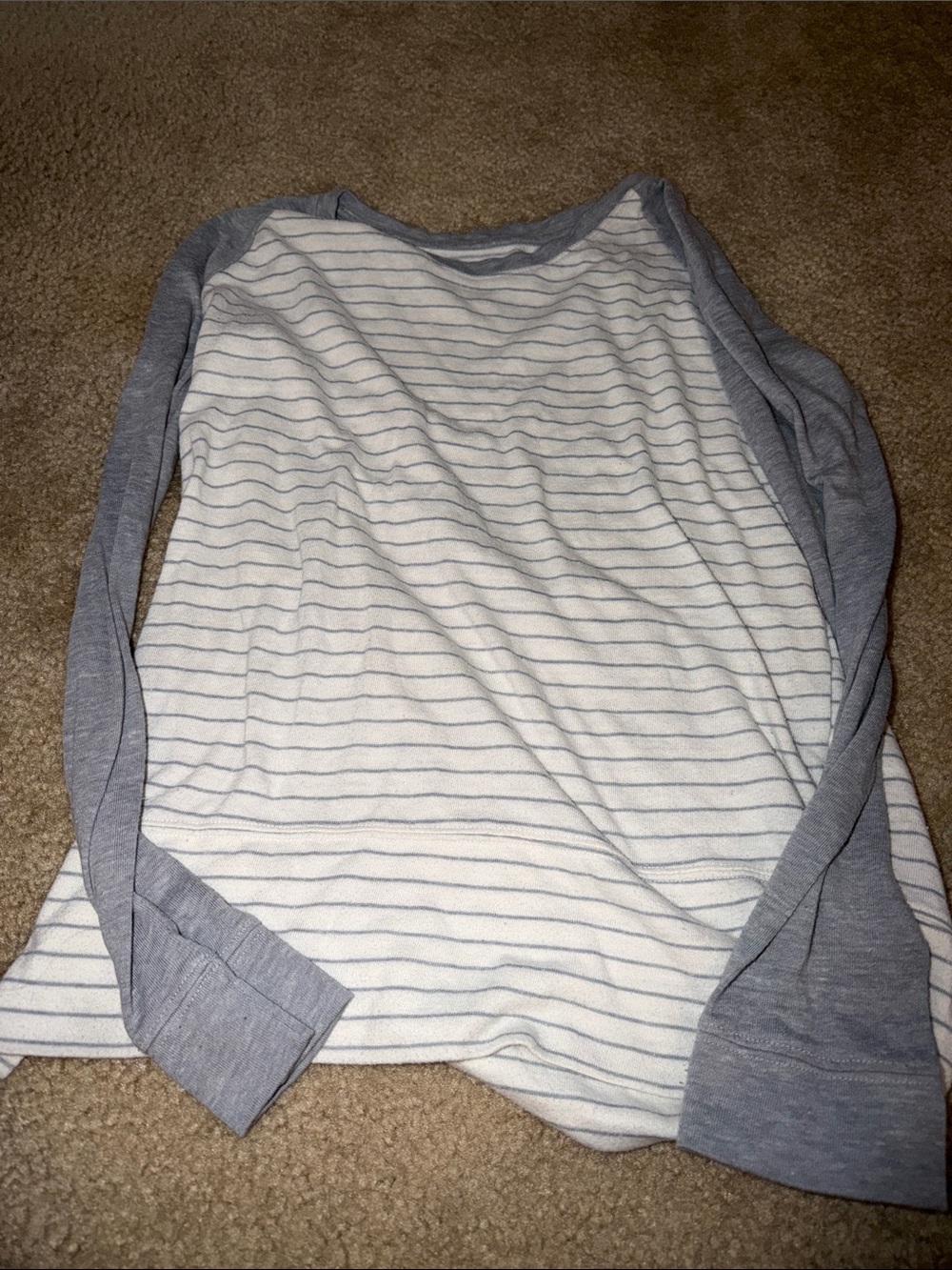 Mossimo Supply Co. Cream and Light Blue Striped Long Sleeve Top - Picture 1 of 2